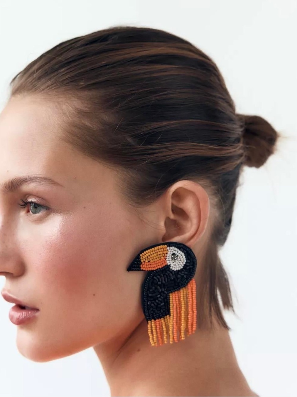 Zara Toucan Beaded Fringe Earrings